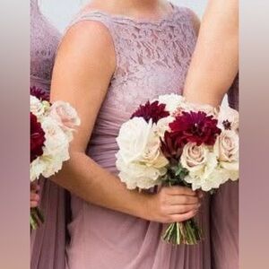 David's Bridal Dusty Rose Lace Maxi Dress